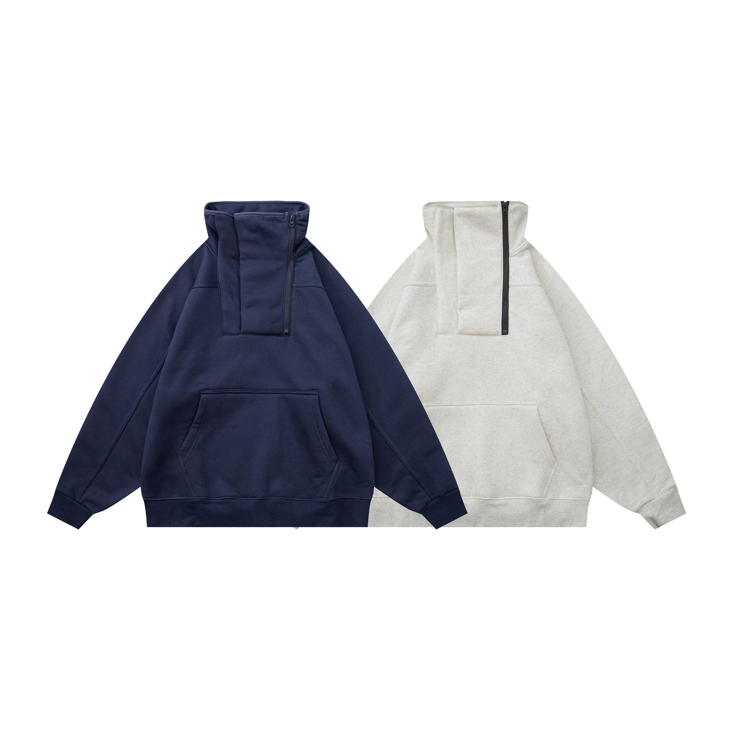 Streetwear Oversized Fleece High Neck Sweatshirt