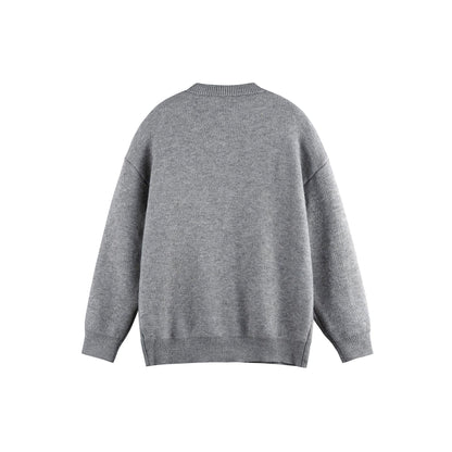 Solid Color Cardigan Sweater Men's Casual Loose Knit Jacket