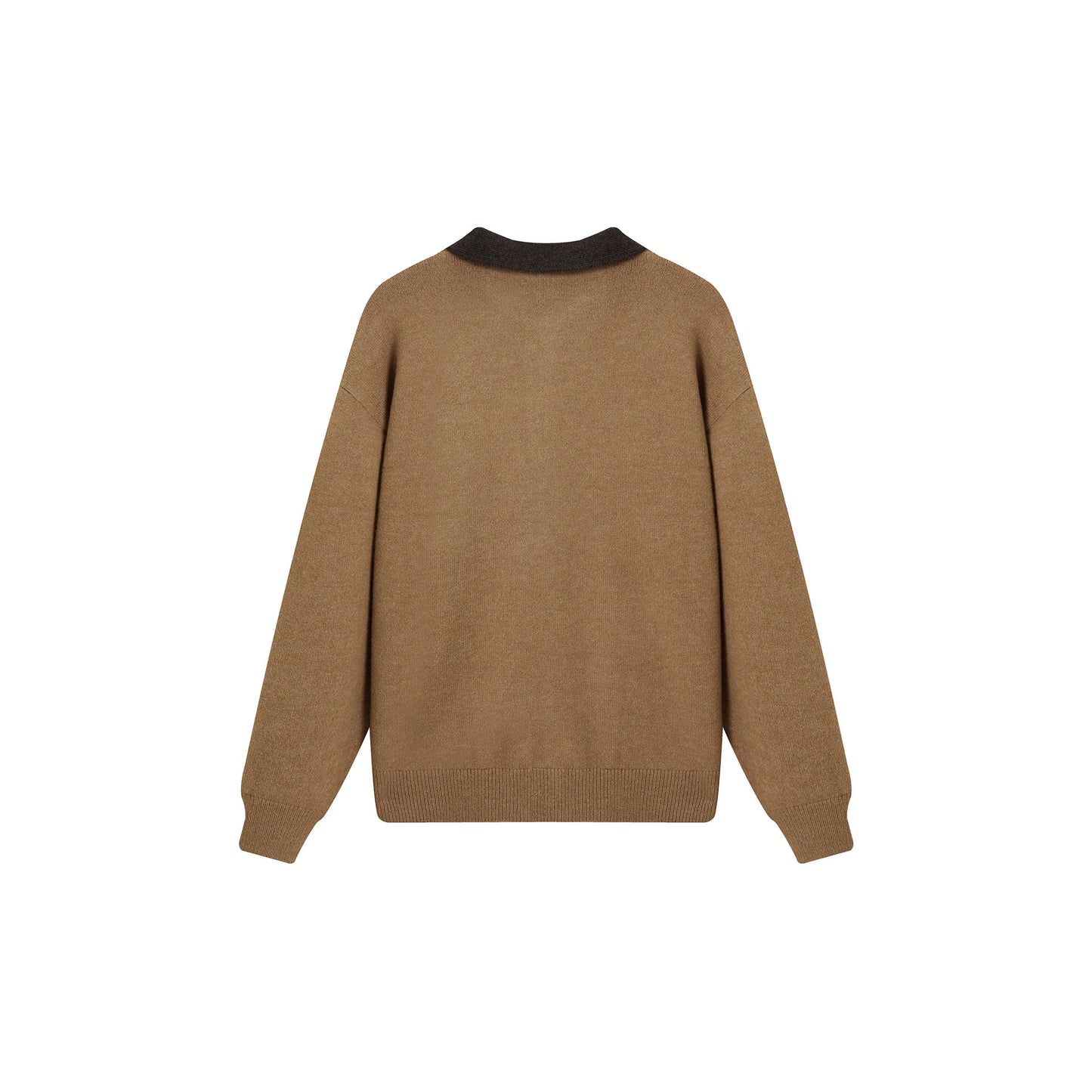 Soft Knit Cardigan with Color-blocked Stand-up Collar Cozy Oversized Sweater