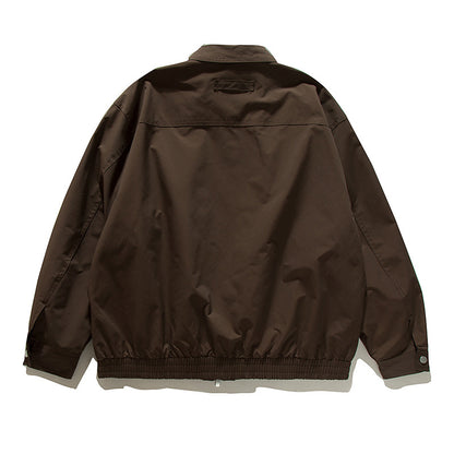 Loose Cargo Jacket with Large Pockets Hidden Buttons